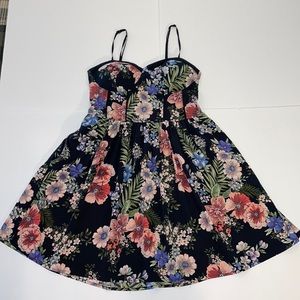 Band of Gypsies  L  Mini Dress Fit & Flair Spaghetti Straps 2 Pockets